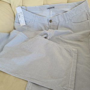 Lacoste summer pants trousers white blue stipes